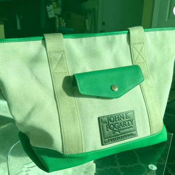 Dooney and Bourke The John Fogarty Foundation Invitational Tote Beige and Green - Picture 1 of 10